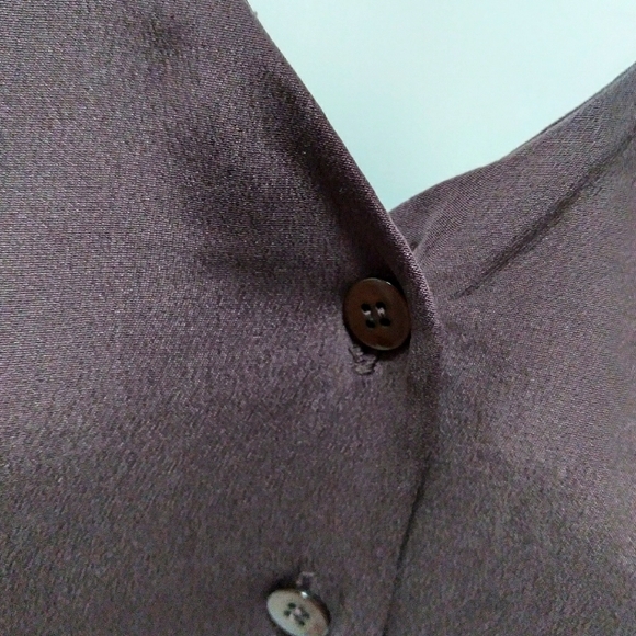 Chaus Petite Silk Women Soft Blouse Short sleeves Size P Brown Lightweight - Picture 4 of 8